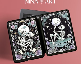 Étui pour Kindle Paperwhite pour le lecteur et les amateurs de cartes de tarot - Couverture vintage Dragon Crest Couverture esthétique Kobo Oasis Cadeau pour les amateurs de lecture Dos transparent
