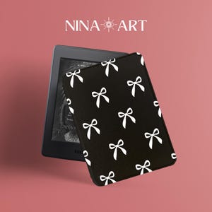 Custodia Kindle con fiocco bianco e nero per la personalizzazione, tutti i nuovi Kindle 6'' Paperwhite 6.8'', Kindle Paperwhite 10th 11th Cover, Kindle Sleeve