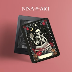 Étui pour Kindle de lecteur de carte de tarot à personnaliser, tout nouvel étui Kindle, étui de Noël squelette en papier blanc 12e génération 7", étui pour Kindle 6"