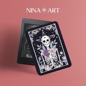 Étui pour Kindle pour les amateurs de cartes de tarot à personnaliser, tout nouvel étui pour Kindle, étui squelette en papier blanc 2021/2022, couverture Kindle 10e/11e génération