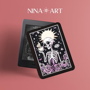 Étui pour Kindle de carte de tarot pour les amateurs de café à personnaliser, tout nouvel étui pour Kindle, étui squelette en papier blanc 2021/2022, couverture Kindle 10e/11e génération