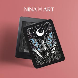 Étui pour Kindle de carte de tarot papillon à personnaliser, tout nouvel étui pour Kindle, étui squelette en papier blanc 2024/2022, couverture Kindle 10e/11e génération