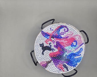 Pink and Blue Halloween Diamond Art Coasters