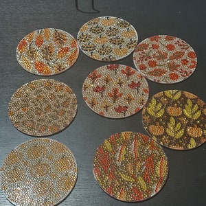 Completed 5d Diamond Art / Coasters / Finished & Sealed Fall or Thanksgiving/ Great Gift Idea