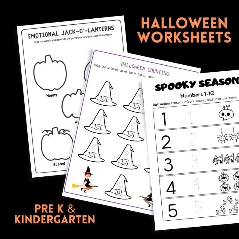 Spooktacular Halloween Worksheets for Prek & Kindergarten 12 Fun