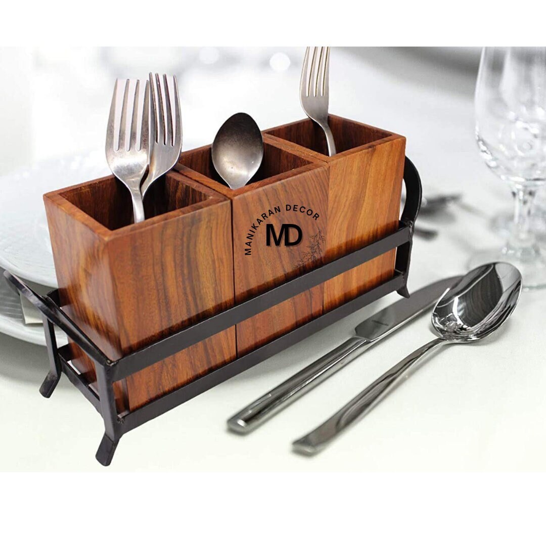 Restaurant Table Caddy Wooden Cutlery and Napkin Holder. Available in  Bamboo Wood or Birch, Can Be Adapted to Hold Your Menu & Condiments 