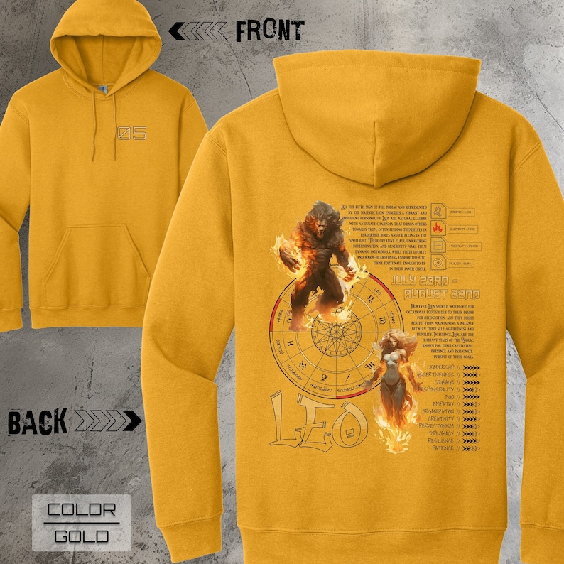 Leo The Raver Leo Zodiac Streetwear Hoodie, Front/back Designs, Raver Hoodie ...