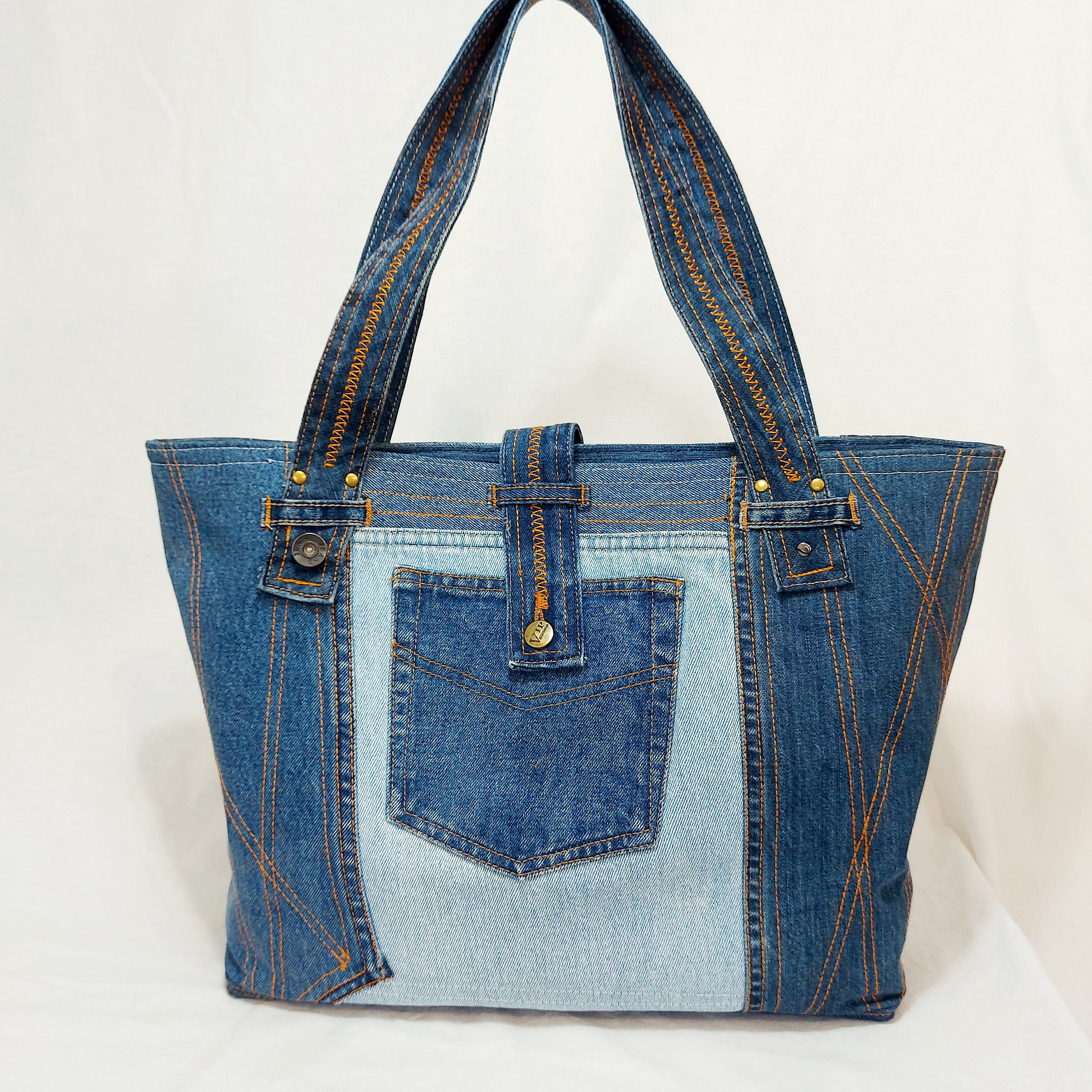 Hand Crafted Large Denim Tote Bag Made of Pre-loved Jeans - Etsy