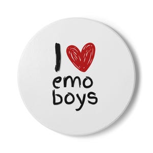 Keramische onderzetter met de tekst "I Heart Emo Boys" | Hart, kurken achterkant