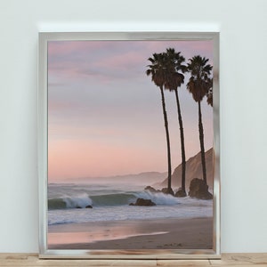 Coastal wall art, Sunset print, beach print, surfer art print, Palm Trees Poster, Beach Home Decor, Hight Quality Print, Tropical Wall Art