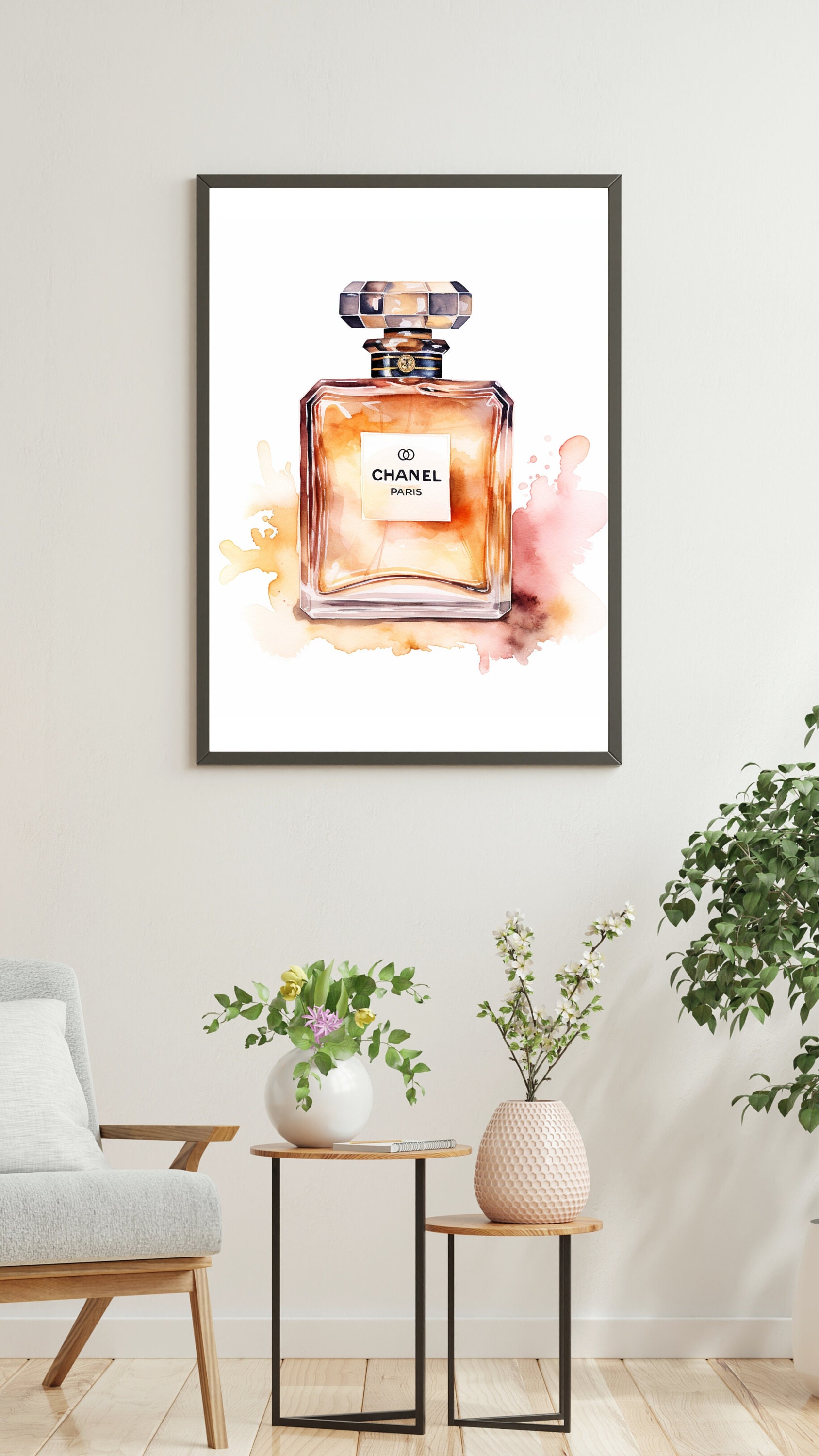 Perfume Bottle Print Designer Wall Art Fashion Perfume Home Decor Watercolor Print Chic Girly ...