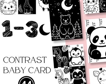 Animal High Contrast Baby Cards - Printable Montessori Black and White Sensory Cards for Infant Stimulation - DIGITAL DOWNLOAD