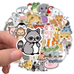 Pack of 50 Cartoon Elephant Rabbits Frog Shark Duck Animals Stickers Collection 2 for Teens Bicycles Guitar Phone Laptop Decals Skateboard