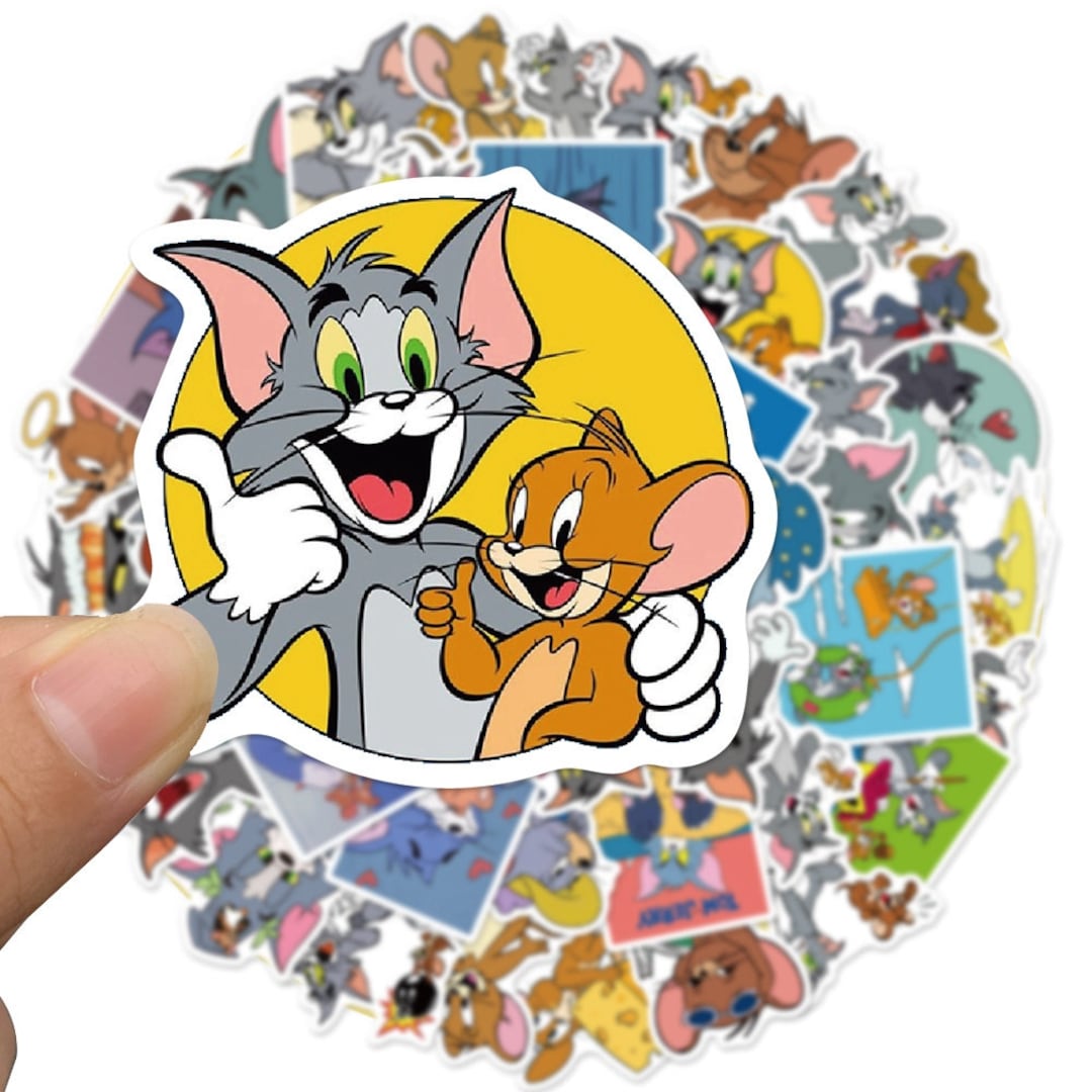 Tom Line Sticker Pack of 50 Tom and Jerry Stickers for Water Bottles Teens Bicycles ...