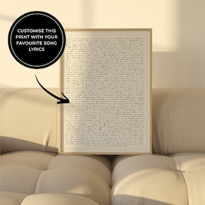 Customised Song Lyrics Wall Art, Personalised Photo Wall Art, Printable Lyrics Poster, Wedding Anniversary Gift, Add Favourite Song Lyrics