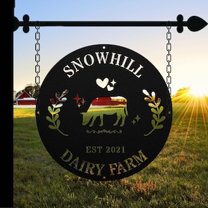 Personalized Cattle Farm Metal Sign, Custom Cow & Dairy Farm Decor, Beef Cattle Ranch, Dairy Barn, Weatherproof, Free Delivery
