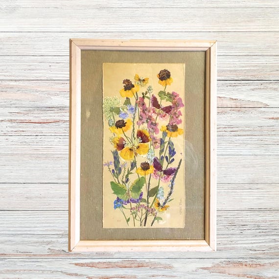 Butterfly Garden | Pressed Flower Decor | Framed Wall Decor | Botanical Decor | Wildflowers | Butterflies
