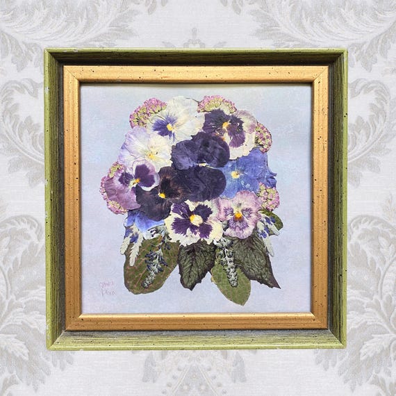 Pressed Flower Framed Art | Pressed Pansies | Real Flower Bouquet | Dried Flowers | Flower Arrangement