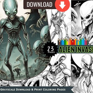 Digital Printable Alien Invasion Coloring Book - Fun Coloring Pages| Instant Download  | Unleash Your Creativity Relaxation Coloring Book