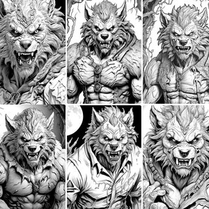 Horror Digital Printable Art Werewolf Digital Coloring Book Pages ...