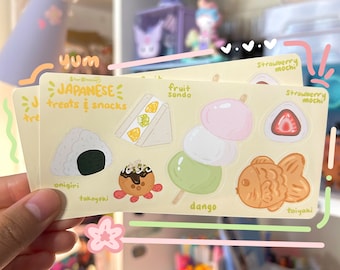 Stickervel Japanse lekkernijen en snacks | Leuke stickers | Bullet Journal-stickers | Plannerstickers | Stickers | Stickervellen | Kawaii