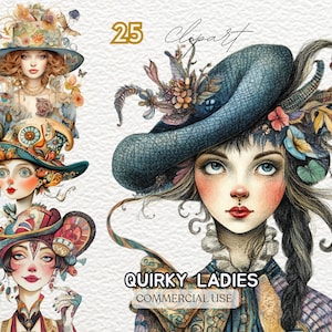 Quirky Ladies Clipart, Funny Women Graphics, Cute Female Illustrations, Quirky Women Clipart, Cute Female Graphics, Funny Ladies Clipart
