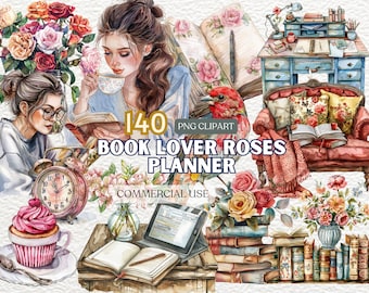 Watercolor Roses Planner Clipart, Planner Clipart, Roses Clipart Collection, Floral Planner Art, Planner Clipart Collection, Roses Deco Art