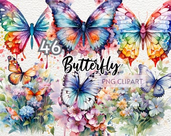 Watercolor Fantasy Butterfly Clipart, Butterfly Png Clipart,Fantasy Butterfly, Magical Butterfly,Whimsical Butterfly,Butterfly Bundle,46 PNG