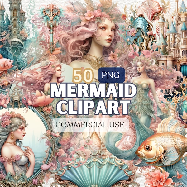 Mermaid Clipart - Etsy