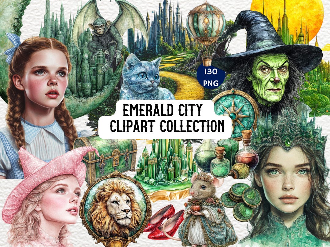 Emerald City Clipart Collection, Magical Emerald City Clipart, Wizard ...