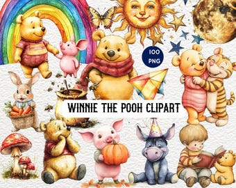 Winnie the Pooh Clipart-paket, bedårande Winnie the Pooh Png, klassisk Winnie the Pooh, Winnie the Pooh babyshower, Tiger, Nasse