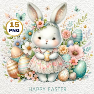Easter Bunny Clipart | Easter Chicks Clipart | Easter Clip Art | Easter Eggs Clipart | Easter Digital Paper | Commercial Use | Bunny Svg