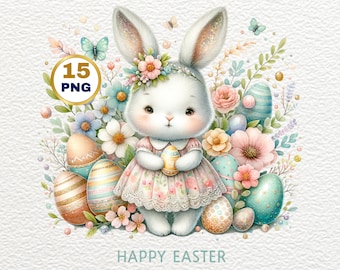 Easter Bunny Clipart | Easter Chicks Clipart | Easter Clip Art | Easter Eggs Clipart | Easter Digital Paper | Commercial Use | Bunny Svg