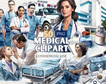 Clipart medica ad acquerello, clipart medico, clipart sanitaria, clipart sanitaria, set di cancelleria medico, farmacia Png, clipart infermiera