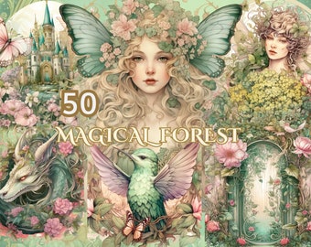 Watercolor Forest Clipart, Magic Forest, Fairy Forest, Mushrooms Clipart, Forest Clipart, Entrance To Woodlands, Trees Art, Magical Forest