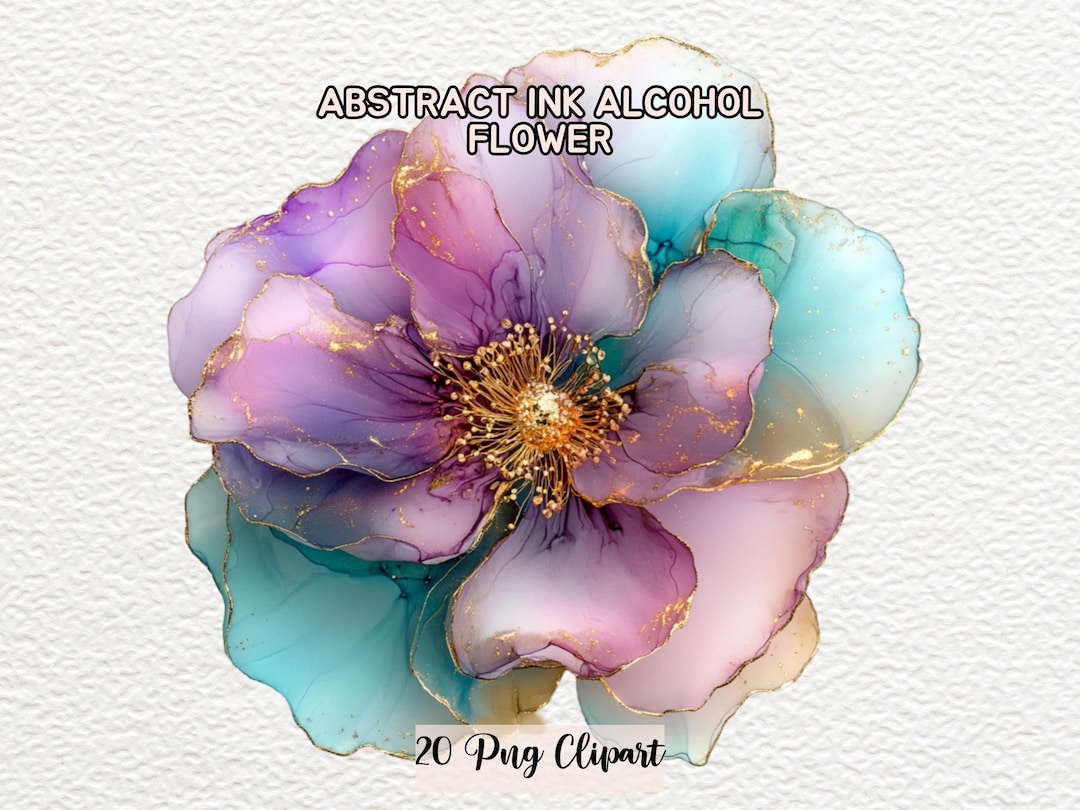 Ink Alcohol Abstract Flower Clipart, Abstract Flower Clipart, Vivid Ink ...