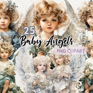 Baby Engel Clipart | Weihnachten Baby Clip Art | Kartengestaltung | Png Engel | Aquarell Clipart | Flügel Mädchen Png | Druckbare digitale Datei
