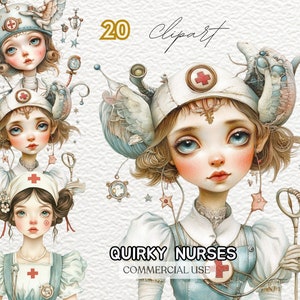 Quirky Nurses Clipart, Funny Nurse Graphics, Cute Nurse Clipart