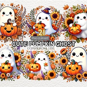 Cute Ghost Clipart | Cute Halloween Clipart | Halloween Ghost Png | Bat Png  | Spooky Ghost | Halloween Clipart |