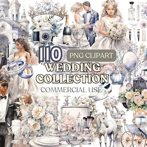 Wedding Clipart Bundle, Bride And Bridesmaid Clipart Bundle, Wedding Arch, Wedding Elements, Bride And Groom Clipart,  Bridal Shower