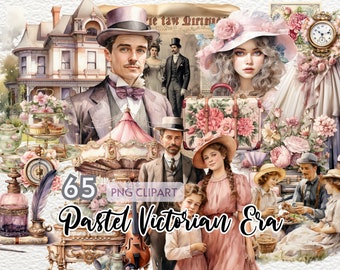 Victorian Clipart, Victorian Era Png Bundle, Retro Child Series, Antique Maiden Art, Old Fashioned Lass Themes, Commercial Use, Paper Crafts