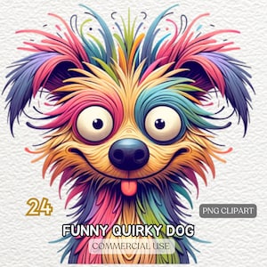 Funny Quirky Dog Clipart | 90 Dog Clipart Bundle | Crazy Dog Png | Dog Portrait Print | Quirky Dog Clipart | Crazy Dog Png | Whimsical Dogs