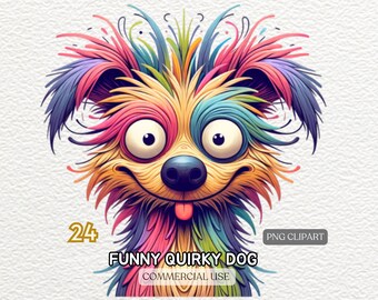 Funny Quirky Dog Clipart | 90 Dog Clipart Bundle | Crazy Dog Png | Dog Portrait Print | Quirky Dog Clipart | Crazy Dog Png | Whimsical Dogs