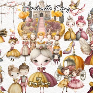 Cinderella Story Clipart Set | Cinderella Fairytale Clipart Pack | Magical Cinderella Story Clipart | Fairytale Princess Clip Art