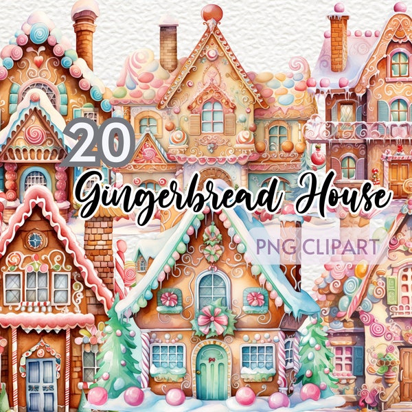 Watercolor Gingerbread Houses Clipart | Christmas Gingerbread Houses  | Holiday Clipart | Gingerbread House Journal Paper | Winter Clipart