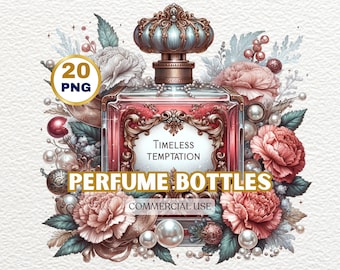 Watercolor Perfume Clipart | Paper Craft | Wedding Clipart | Beauty Clipart | Wedding Invitations | Perfume With Flowers | Commercial Use