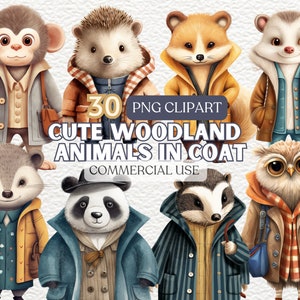 Woodland Animals Clipart, Forest Animal Clip Art, Nursery Decoration, Baby Bear Clipart, Junk Journal, Nursery Clipart, Raccoon Clipart