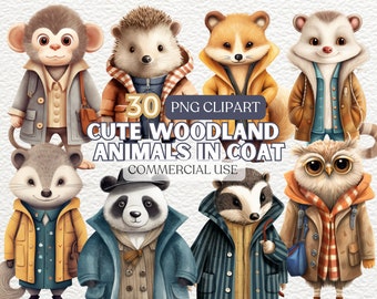 Woodland Animals Clipart, Forest Animal Clip Art, Nursery Decoration, Baby Bear Clipart, Junk Journal, Nursery Clipart, Raccoon Clipart