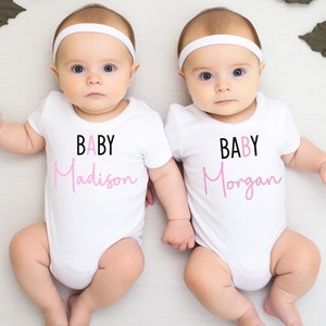 Twins Onesie® Set, Baby A Baby B, Personalized Twin Outfits, Personalized Twin Onesies®, Twin Coming Home Outfit, Baby Shower Gift for Twins