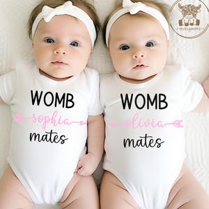 Twins Onesie® Set, Womb Mates, Personalized Twin Outfits, Personalized Twin Onesies®, Twin Coming Home Outfit, Baby Shower Gift for Twins